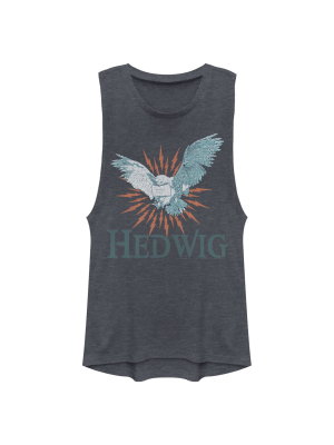 Junior's Harry Potter Hedwig Owl Flight Festival Muscle Tee