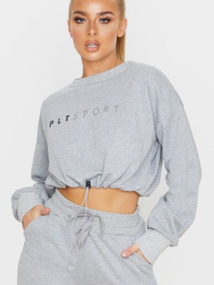 Prettylittlething Grey Basic Gym Sweat Top