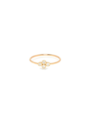 14k Horizontal Diamond Quad Ring