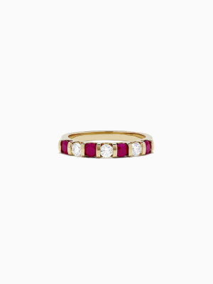 Effy Ruby Royale 14k Yellow Gold Ruby And Diamond Ring, 0.82 Tcw