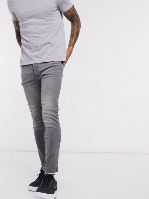 Topman Skinny Jeans In Mid Gray