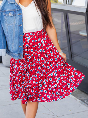 Floral Laura Skirt - Red/blue