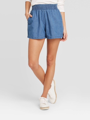 Women's Mid-rise Pull-on Shorts - Universal Thread™ Medium Wash