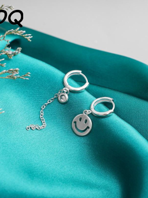 Silver Smiley Face - Earrings