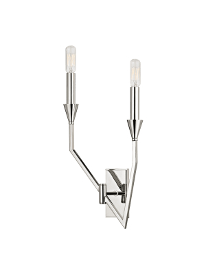 Archie 2 Light Left Wall Sconce Polished Nickel