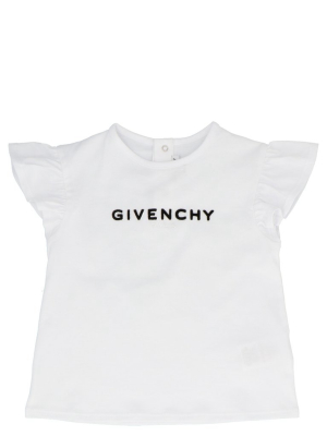 Givenchy Kids Ruffled Logo Embroidered T-shirt