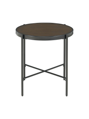 Carlo Round End Table With Wooden Top Brown - Picket House Furnishings