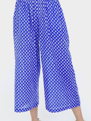 Leah Pyjama Bottoms | Leaf Blue/white