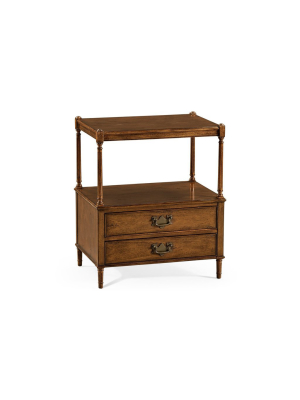 Walnut Two Drawer Side Table