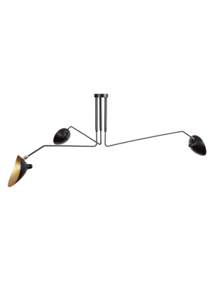 Serge Three-arm Mcl-r3 Ceiling Lamp - Black And Gold