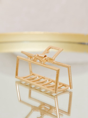Gold Rectangle Cut Out Hair Clip