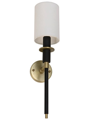 Lenox Sconce, Black Metal And Brass Finish