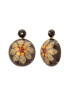 Marquetry Floral Earrings