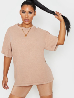 Taupe Washed Oversized T Shirt