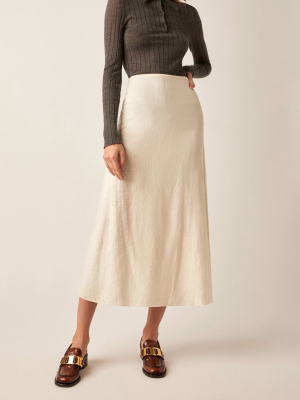 Crinkled Mid-rise Silk Midi Skirt