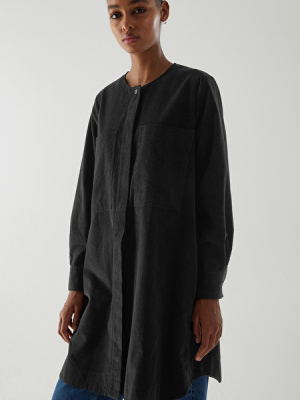 A-line Cotton Corduroy Shirt Dress