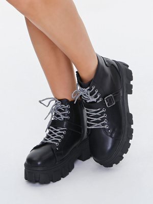 Lace-up Strap Platform Booties