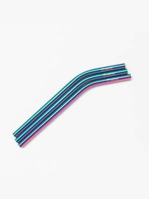 Bent Rainbow Metal Straw - 3 Pack