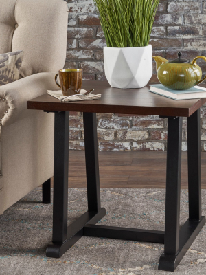 Powell Industrial End Table Dark Walnut - Christopher Knight Home