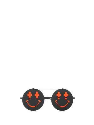 Linda Farrow X Jeremy Scott Smile Round Frame Sunglasses