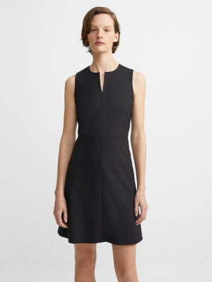 Split Front Dress In Stretch Wool