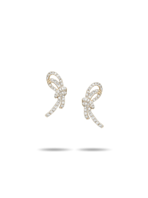 Small Pave Forget Me Knot Posts In Yellow Gold