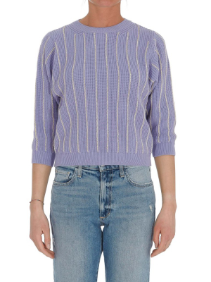 Elisabetta Franchi Striped Cropped Sleeve Jumper