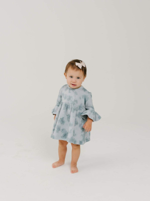 Organic Ruffle Dress - Ocean Mist