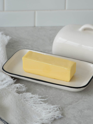 Ceramic Black Rim Butter Dish