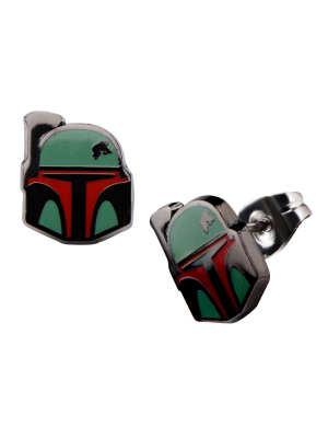 Women's Star Wars Boba Fett Stainless Steel Enamel Stud Earrings