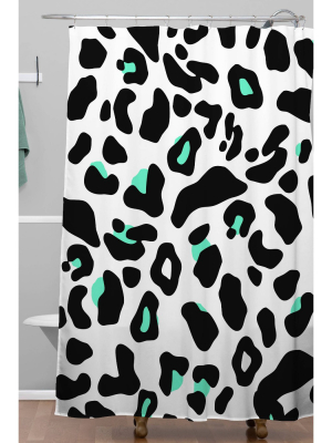 Allyson Johnson Neon Leopard Shower Curtain Black/white - Deny Designs