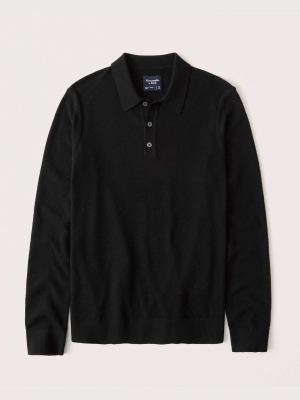 Cotton-cashmere Long-sleeve Knit Polo