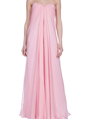 Alexander Mcqueen Strapless Draped Maxi Dress