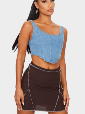 Chocolate Rib Contrast Seam Mini Skirt