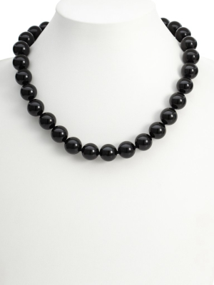 16mm Black Jade & Gold Necklace