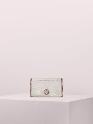 Romy Metallic Croc-embossed Chain Wallet