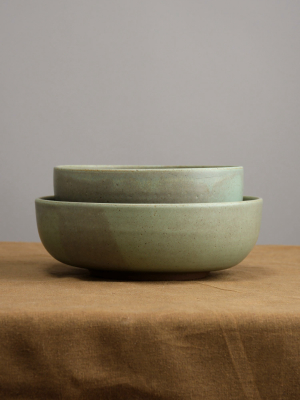 Shallow Ramen Bowl In Jade