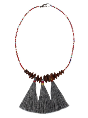 Ash Sioux Wood & Tassel Necklace