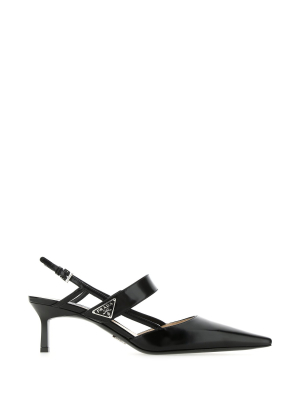 Prada Logo Plaque Slingback Pumps