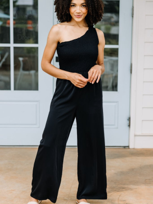 Can't Look Away Black Smocked Jumpsuit