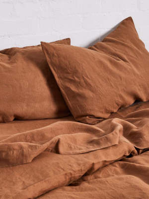 100% Linen Pillowslip Set (of Two) In Tobacco