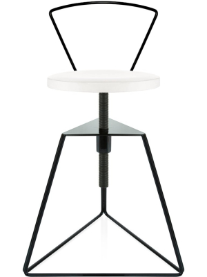 The Camp Stool With Backrest - White Marble