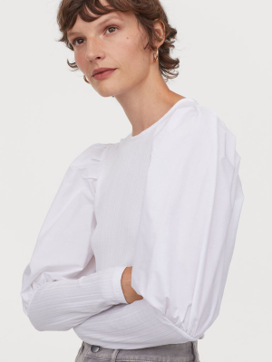Ribbed Puff-sleeved Top