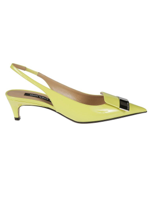 Sergio Rossi Logo Plaque Slingback Pumps