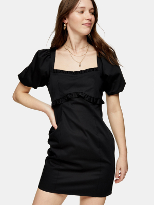 Black Poplin Mini Tea Dress