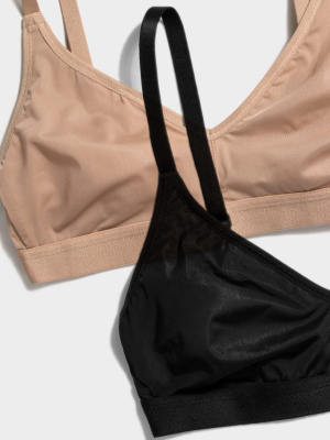 Silky Non-wire Bra In Black And In Buff (2 Pack)
