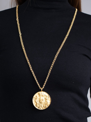 Satin Gold Medallion Pendant Necklace