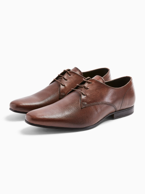 Brown Leather Bright Emboss Shoes