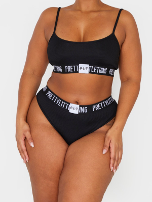 Prettylittlething Plus Black Tape Panties