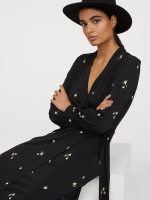 Calf-length Wrap Dress